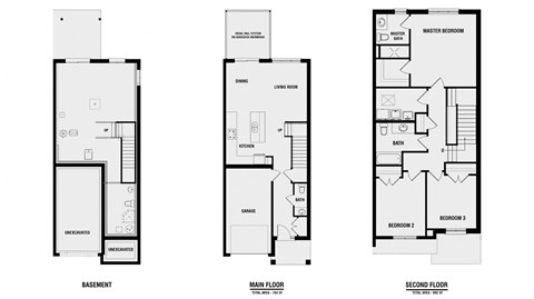 Floor plan for 3 beds, 2.5 baths, 1590 sqft